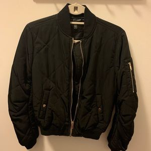 Aqua Bloomingdale’s Quilted Black Bomber
